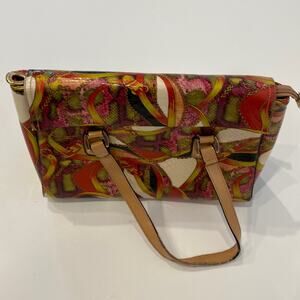 Hamiroo Women’s Colorful Abstract Handbag OS Textured Faux Leather Gold-Tone